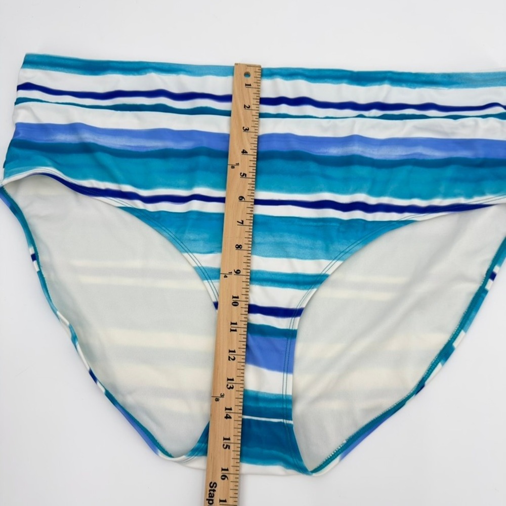 Outdoor Oasis Women 2X Blue Stripe High Waisted Full Coverage Bikini Bottoms NWT - Picture 7 of 9